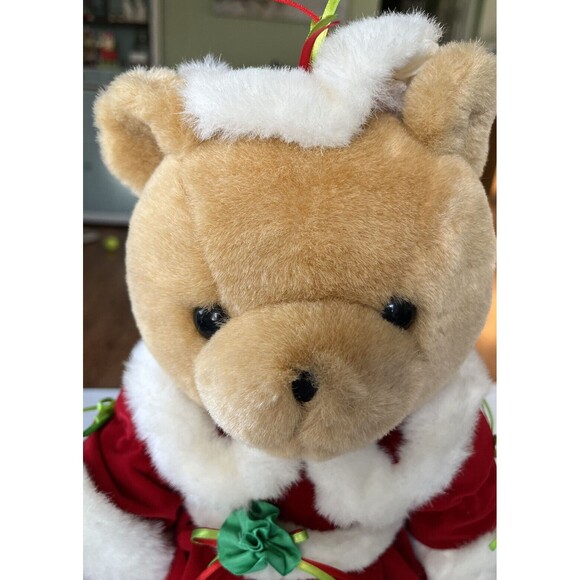 Vintage Christmas Treasures Collection Teddy Bear Stuffed Plush with Stand 1992 - Picture 4 of 7